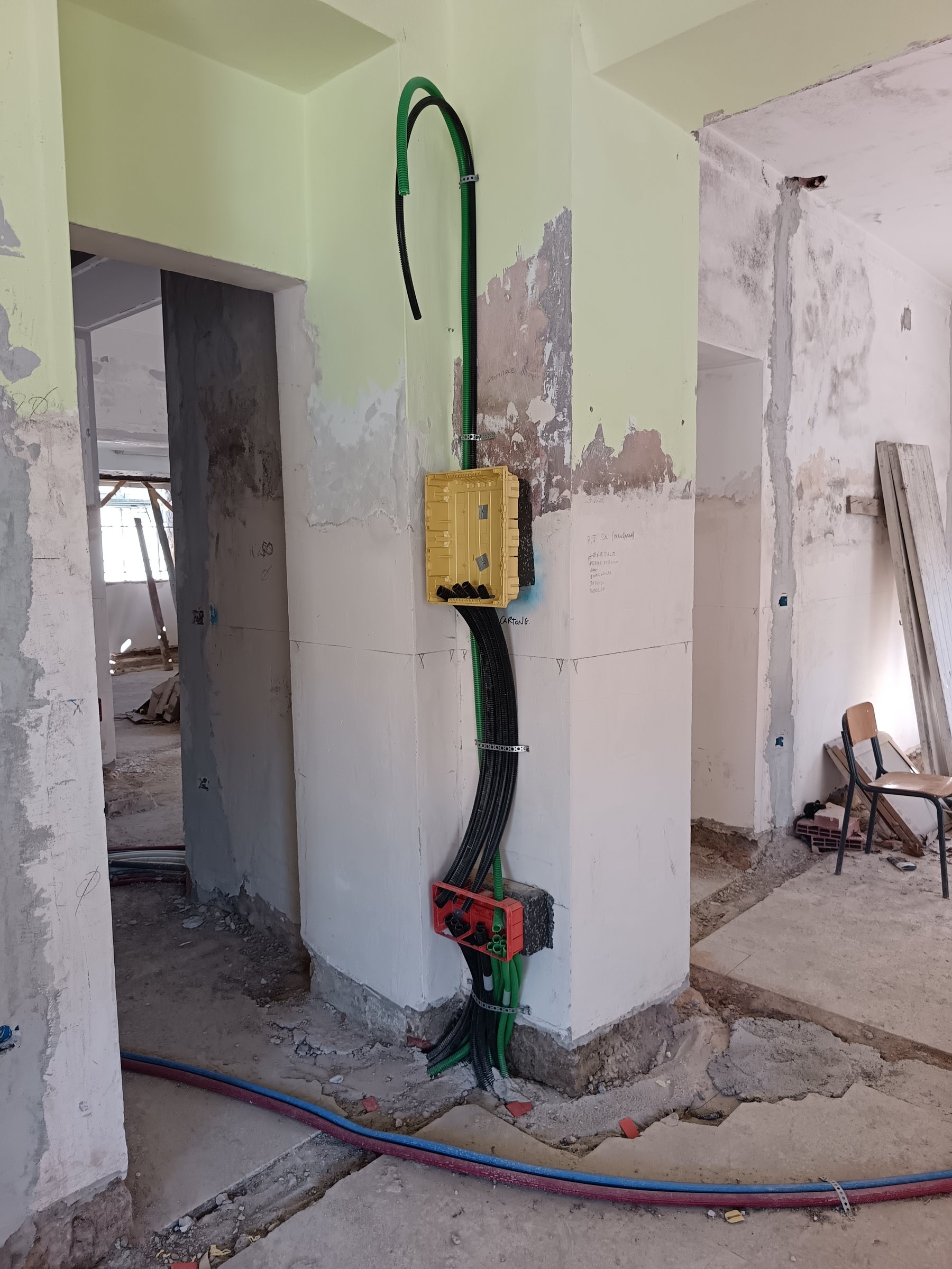 Impianto elettrico in corso di posa
